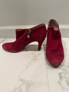 Vince camuto maroonSuede Ankle Booties with Side Zip